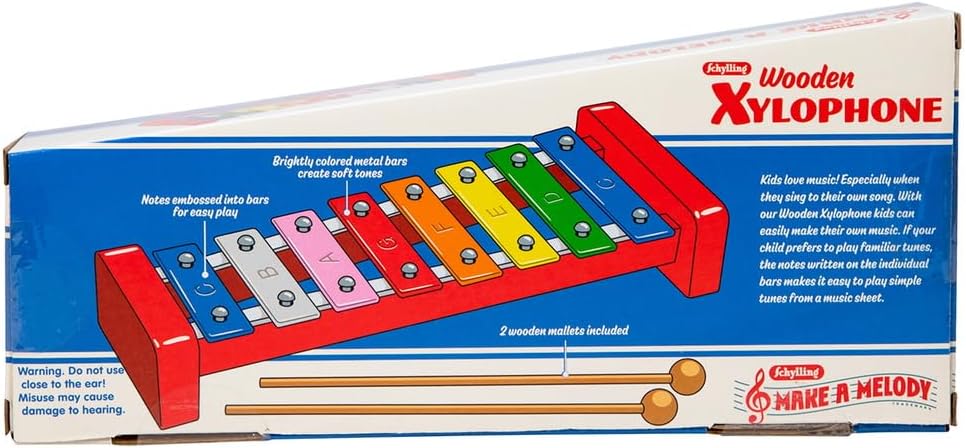 Schylling Wooden Xylophone - Colorful Kids Instrument - Includes Wooden Mallets and Embossed Metal Keys - Ages 3 and Up - Image 7