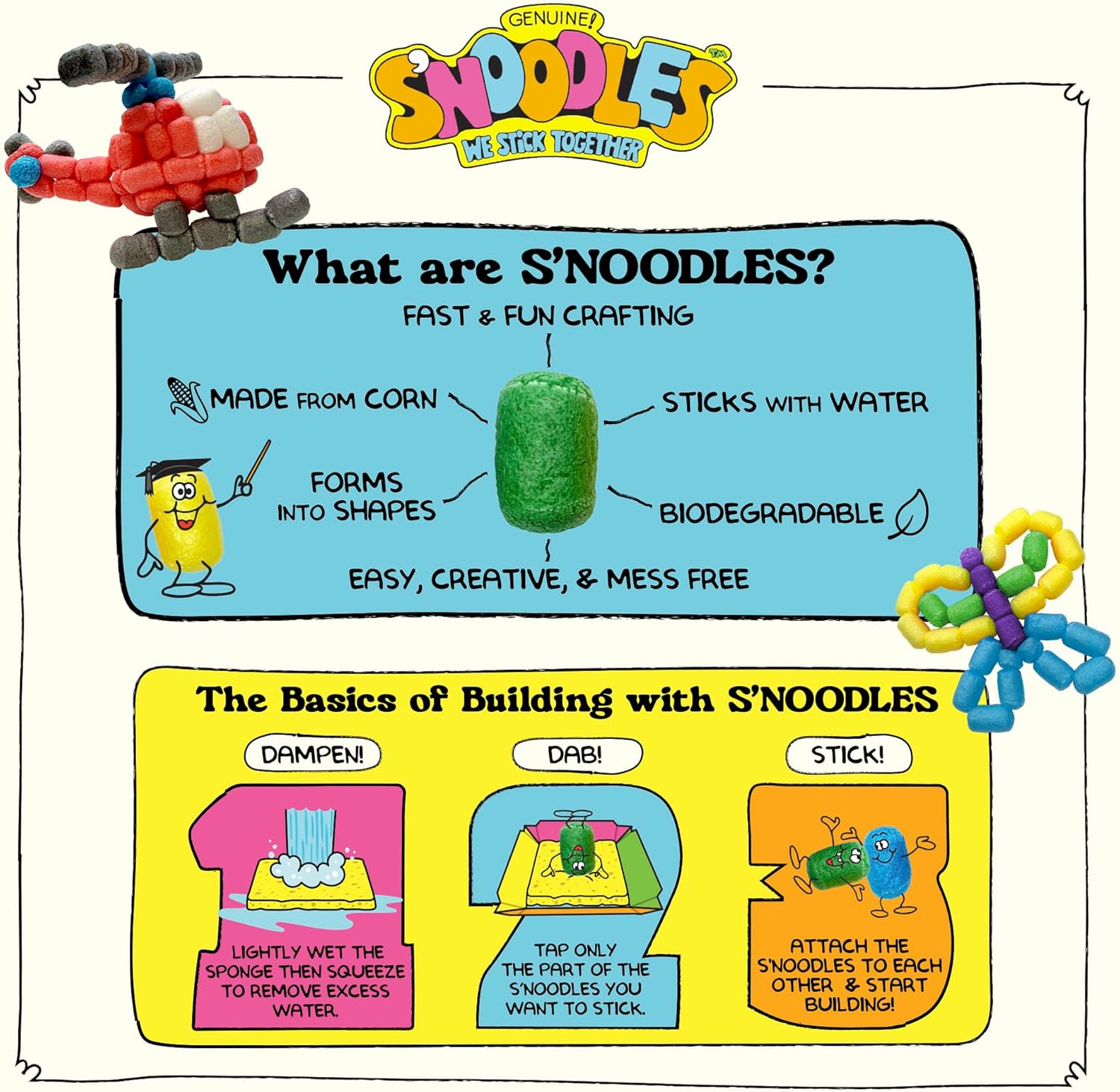 Schylling S-Noodles - Creative Building Craft Kit - Just Add Water - Ages 4 and Up - One Kit - Image 2